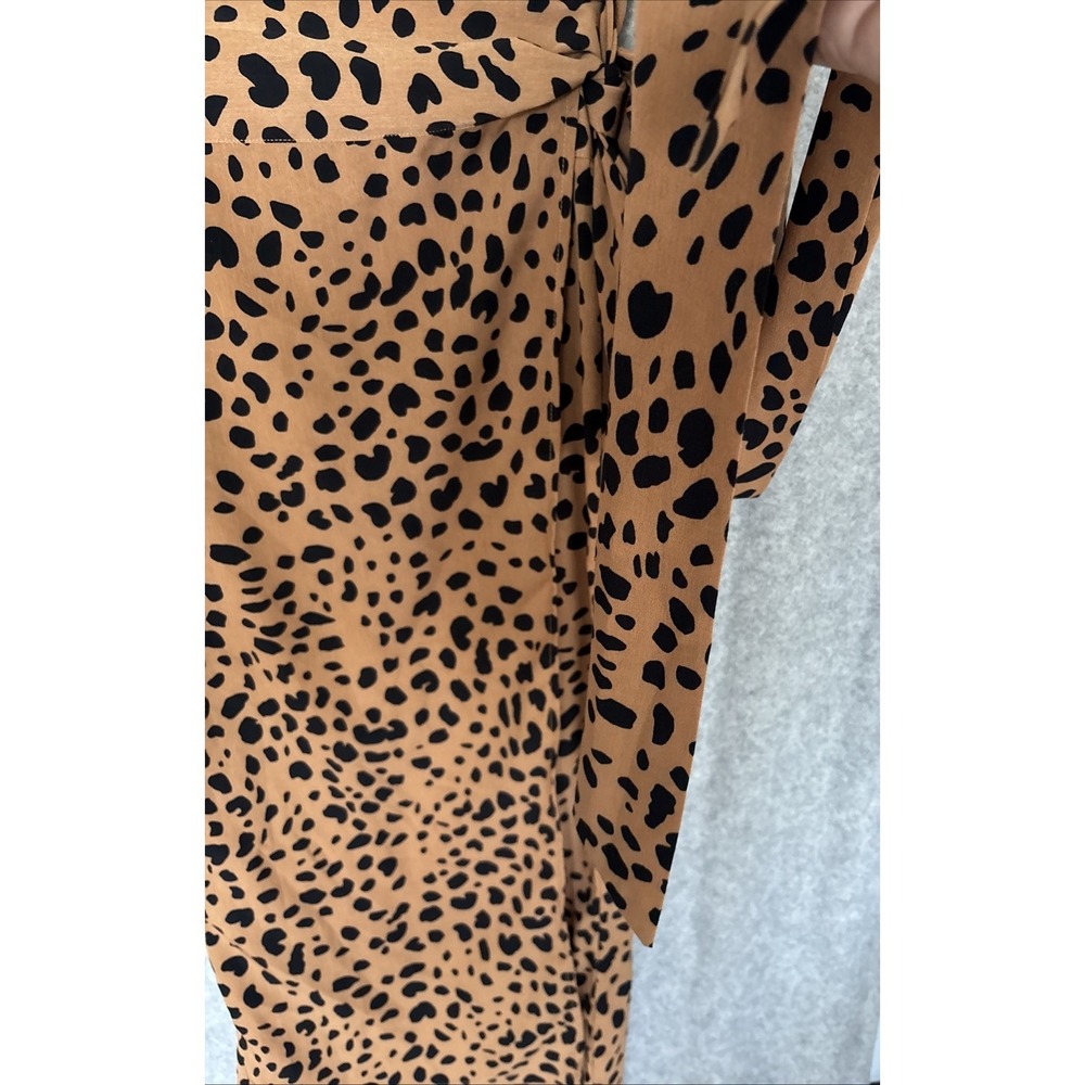 Lulu's Tan Cheetah Animal Print Wrap Midi Skirt Women's Small Tie Bow Waist - Picture 10 of 16